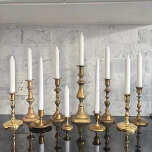 Assorted Lot of 10 Vintage Brass Candlestick Holders